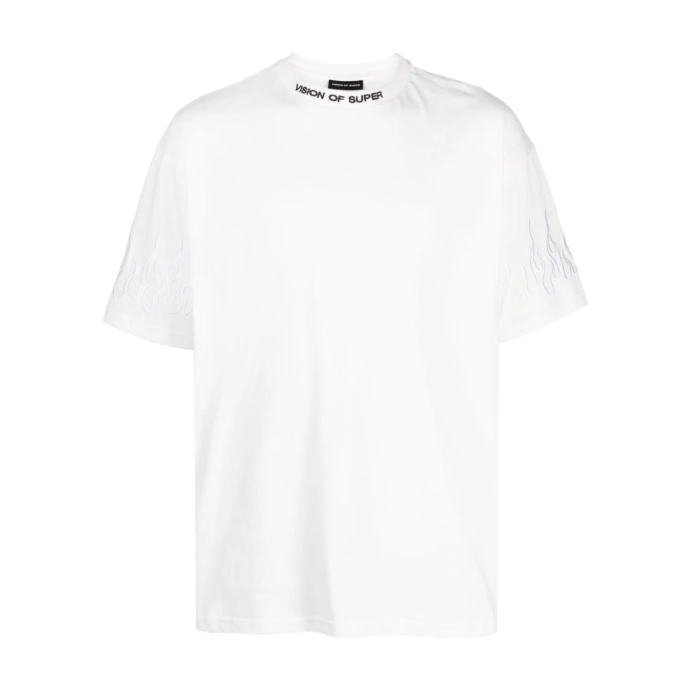 Vision OF Super T-shirt met geborduurde vlammen White Heren