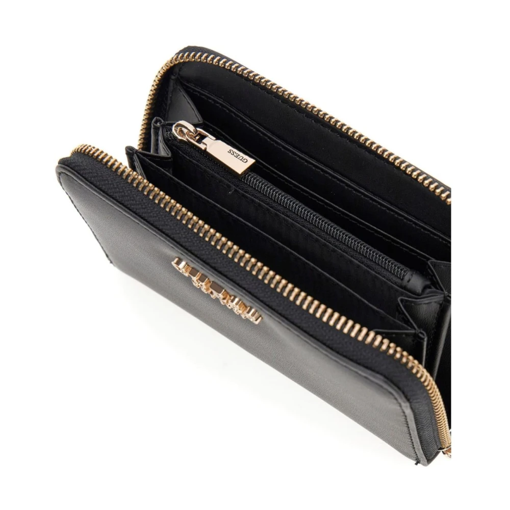 Guess Zwarte PU Leren Portemonnee Metalen Logo Black Dames
