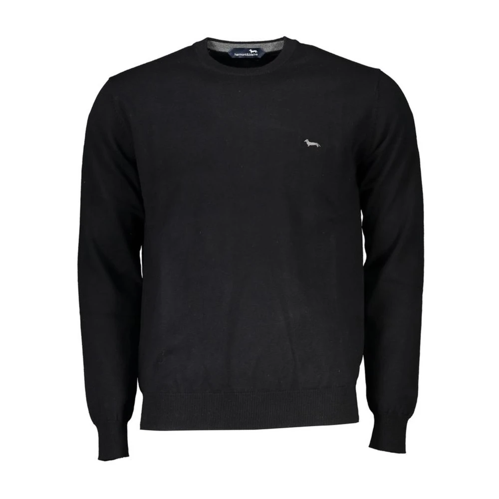 Harmont & Blaine Men's Black Embroidered Crew Neck Jumper - Round-Neck Knitwear - 2XL - Knitwear