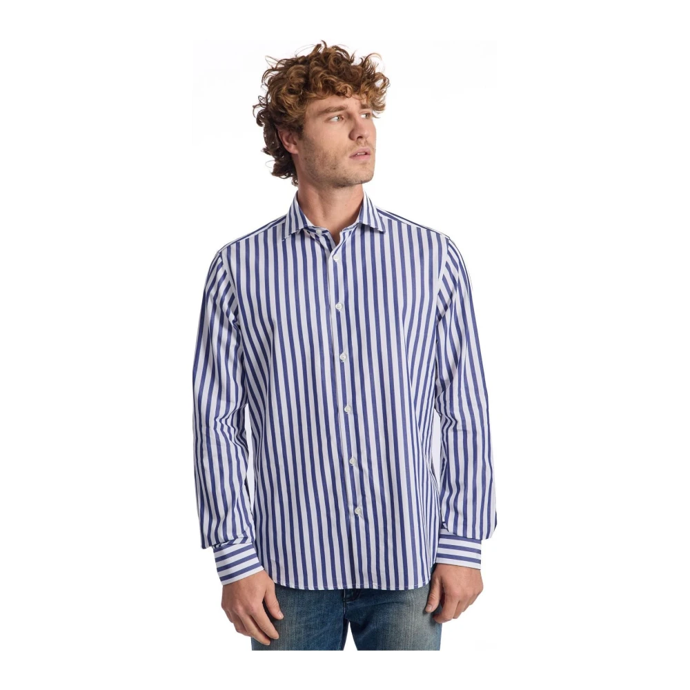 Baldinini Tijdloos Gestreept Overhemd Elegante Stijl Blue Heren