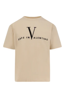 Bomulls T-shirt med "Made-In"-tryck