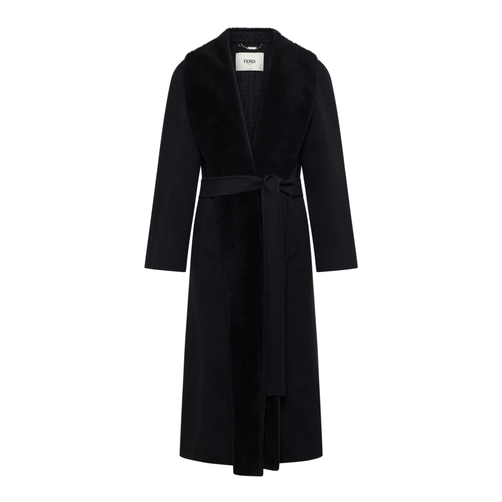 Fendi Damen Schwarz Mäntel, K, Xsgröße: