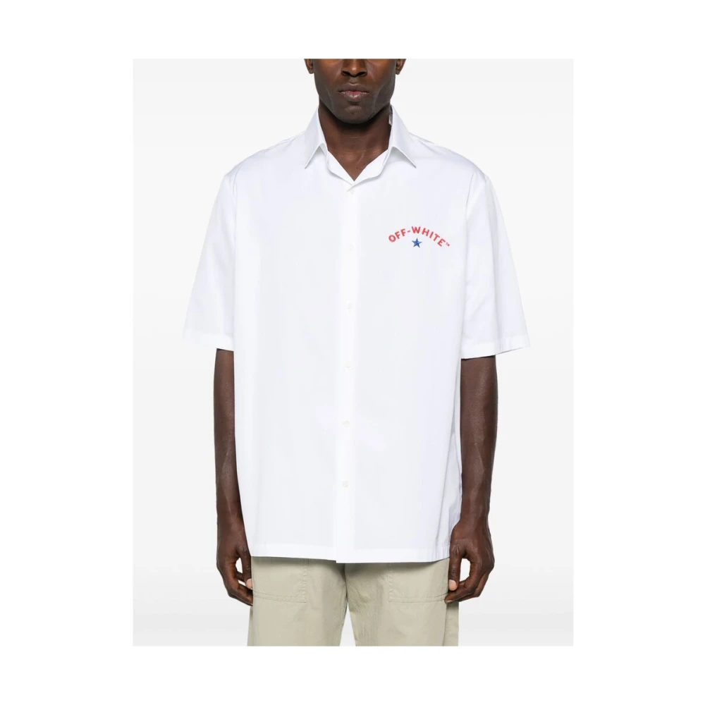 Off White Witte Shirt met Geborduurd Logo Korte Mouwen White Heren