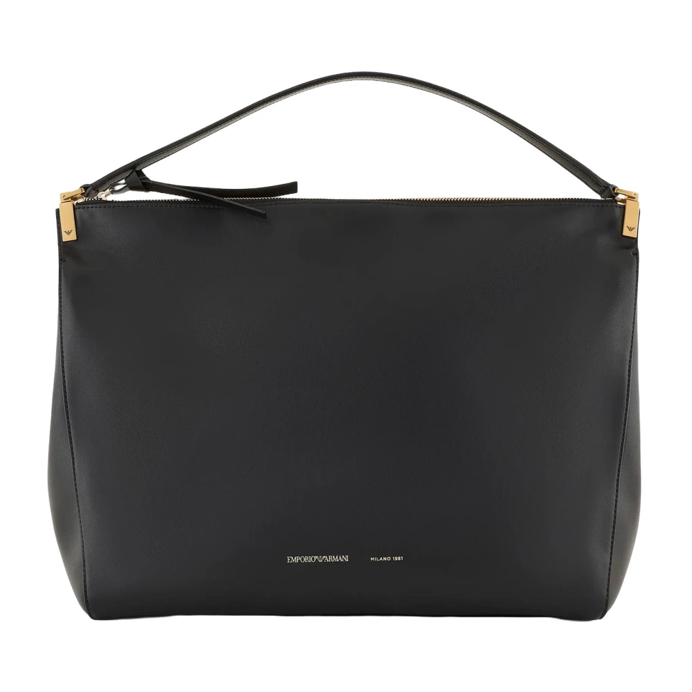 Emporio Armani Glad leren enkele handvat zwarte tas Black Dames