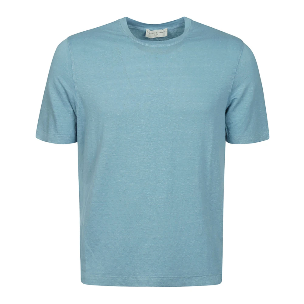 Filippo De Laurentiis Linnen T-shirt Korte Mouwen Blue Heren