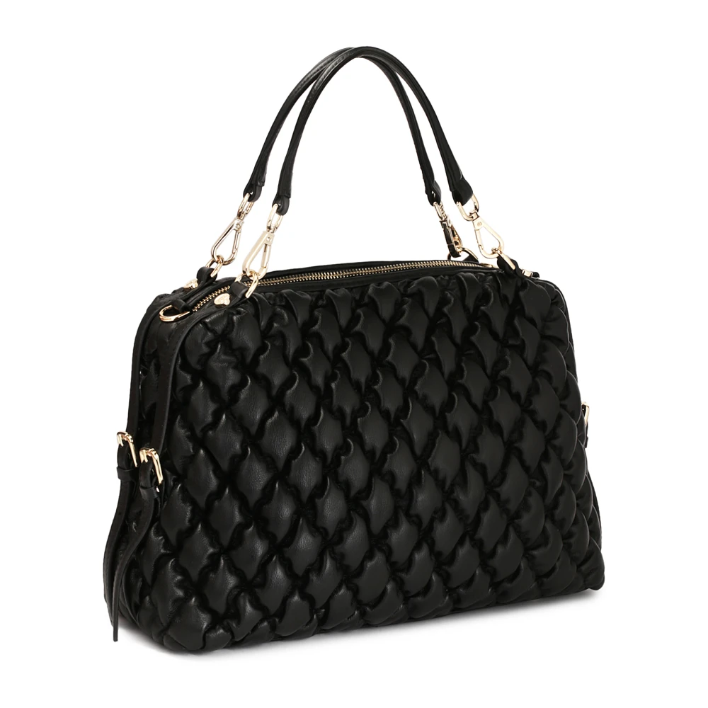 Kazar Zwarte leren armtas met een gewatteerd patroon Black Dames