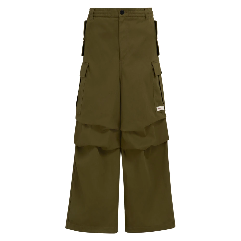 Marni Katoen Polyester Broek Green Heren