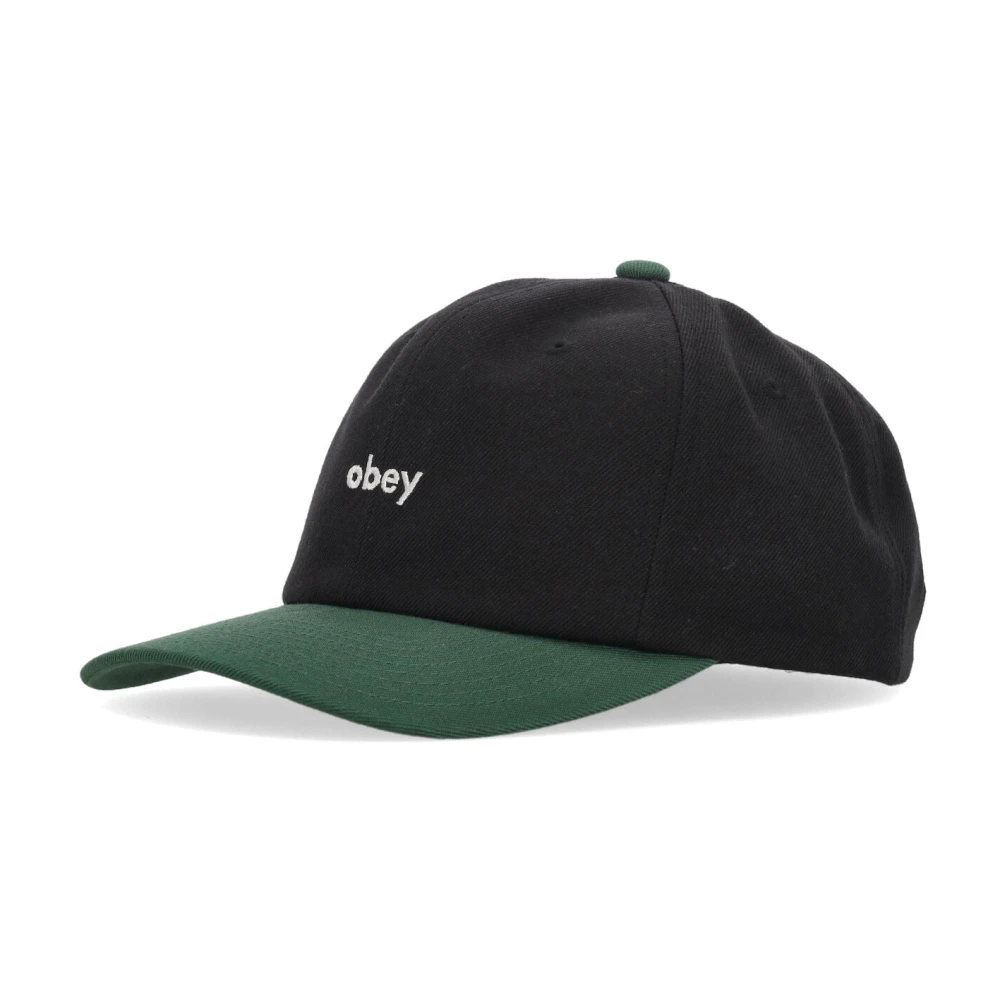 Obey Gebogen klep 6panel klassieke hoed zwart Black Heren