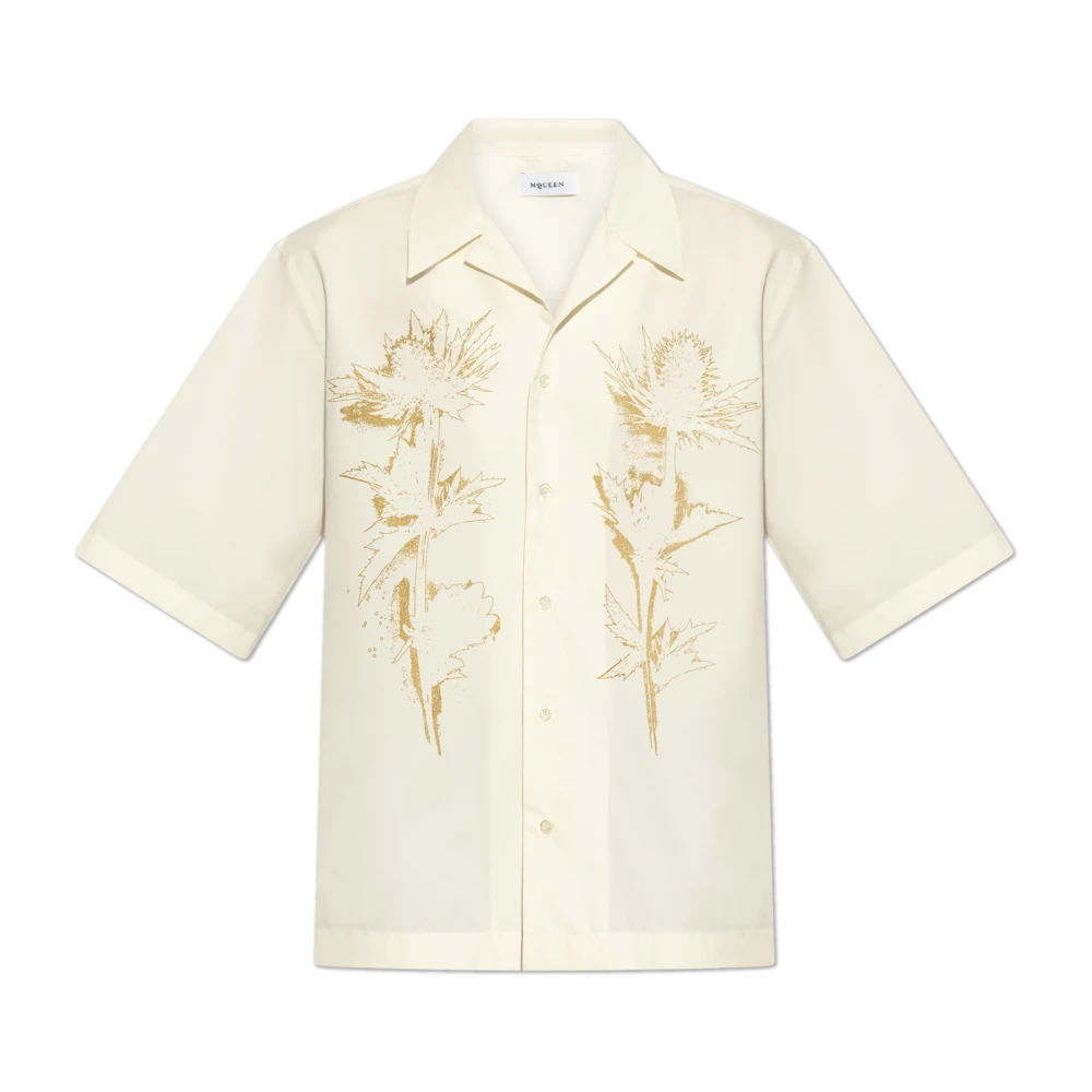 Alexander McQueen Skjorta med tryck Beige, Herr