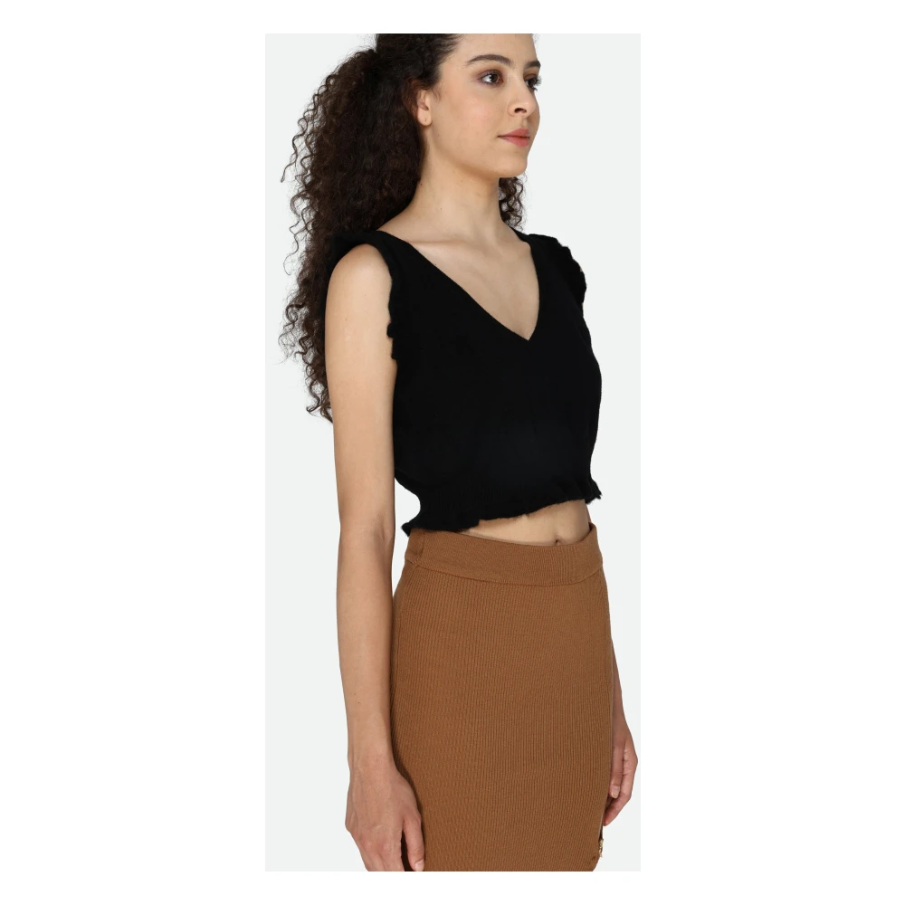 pinko Zwarte V-hals Cashmere Top Black Dames