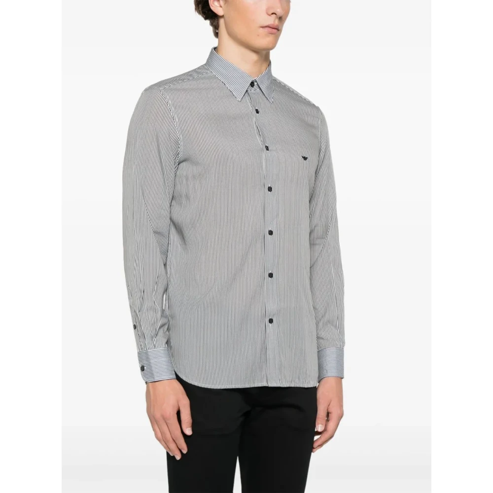 Emporio Armani Casual Katoenen Overhemd voor Mannen Gray Heren