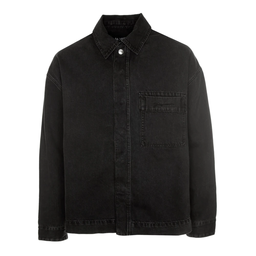 Jacquemus Denim Kent Kraag Shirt Gray Heren