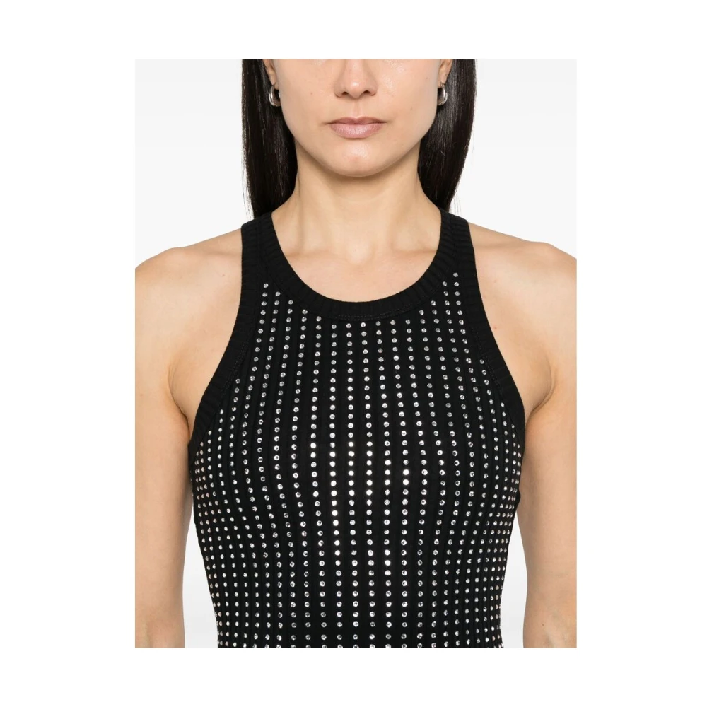 The Attico Zwarte Mouwloze Jurk met Ronde Hals Black Dames