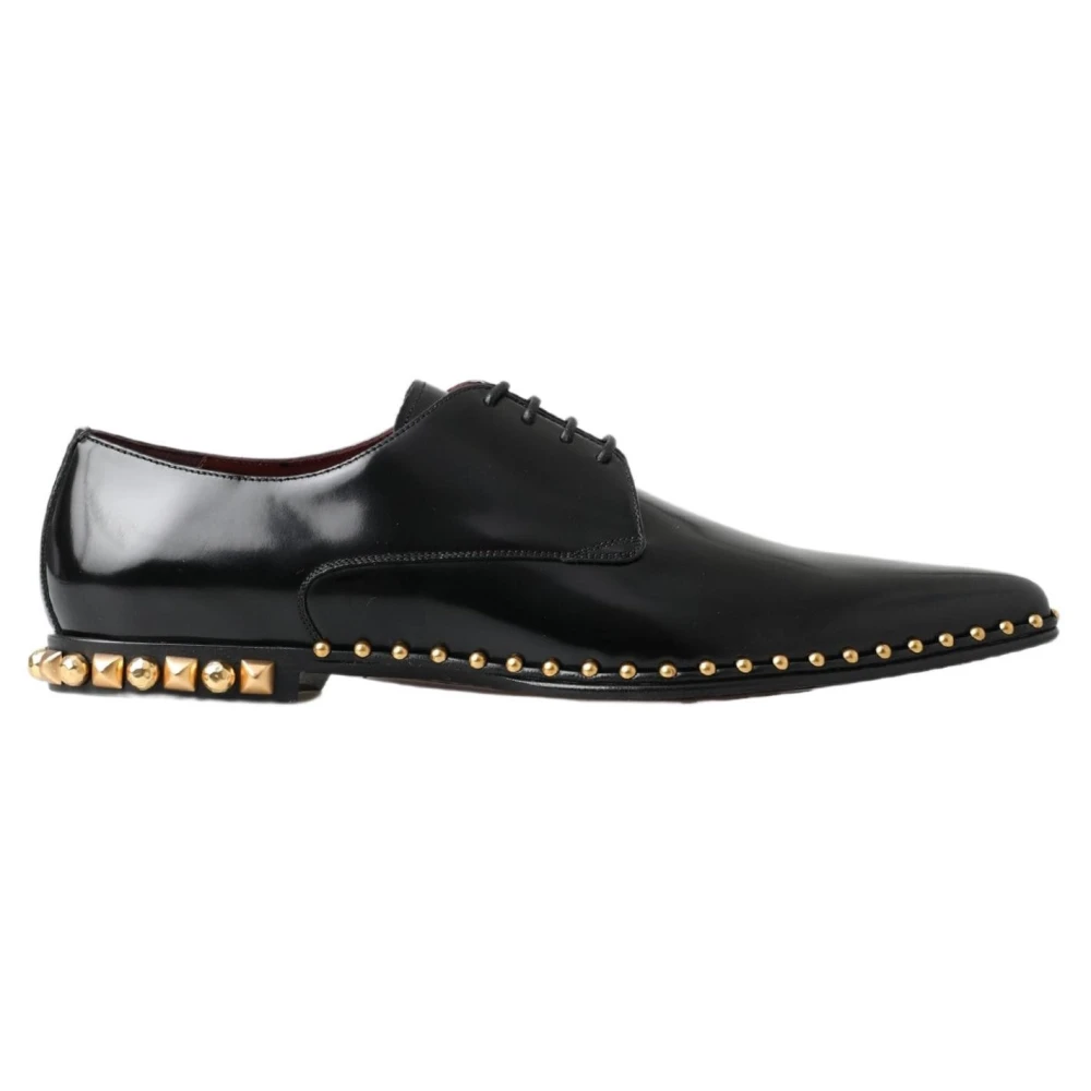 Dolce & Gabbana Men's Black Elegant Derby Shoes With Studs