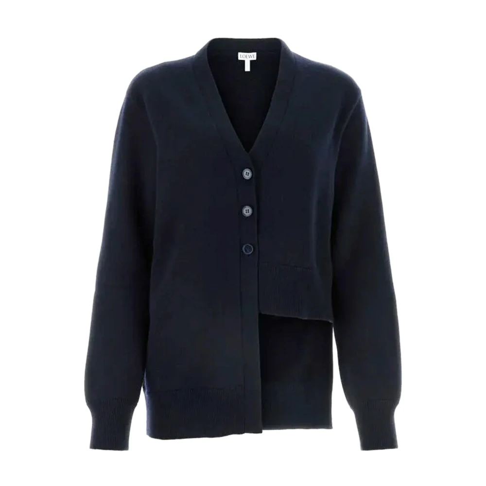 Loewe Blå Asymmetrisk Cashmere Cardigan Blue, Dam