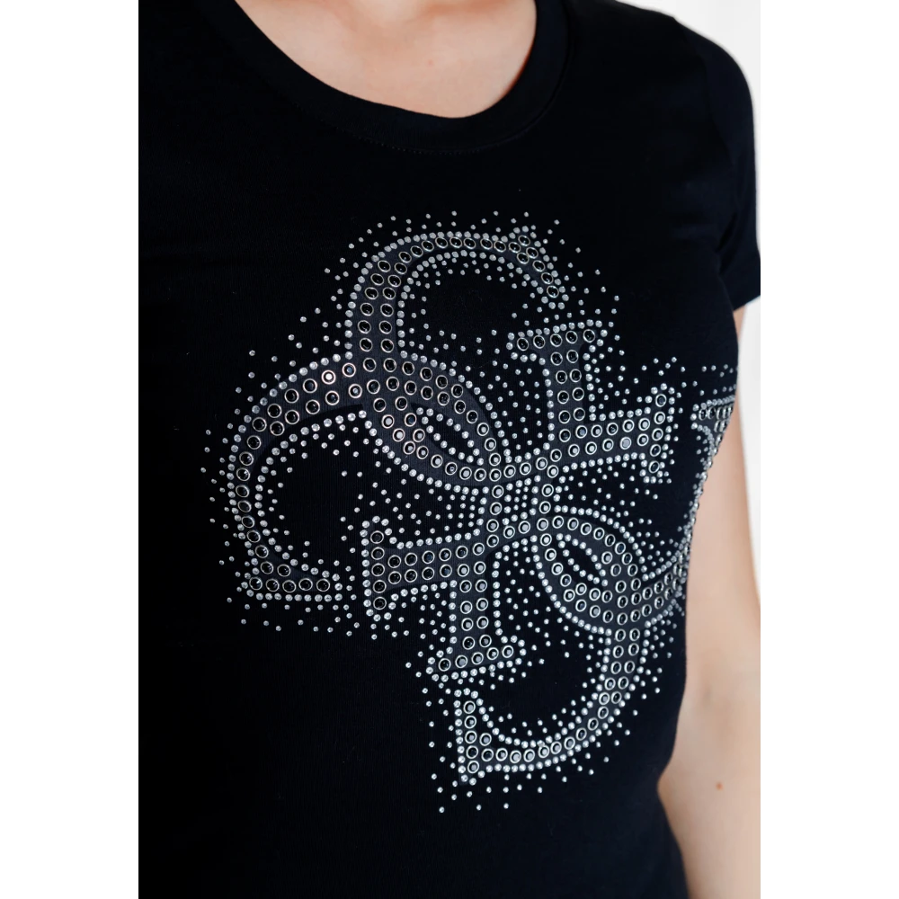 Guess 4G Logo Tee Herfst Winter Collectie Black Dames