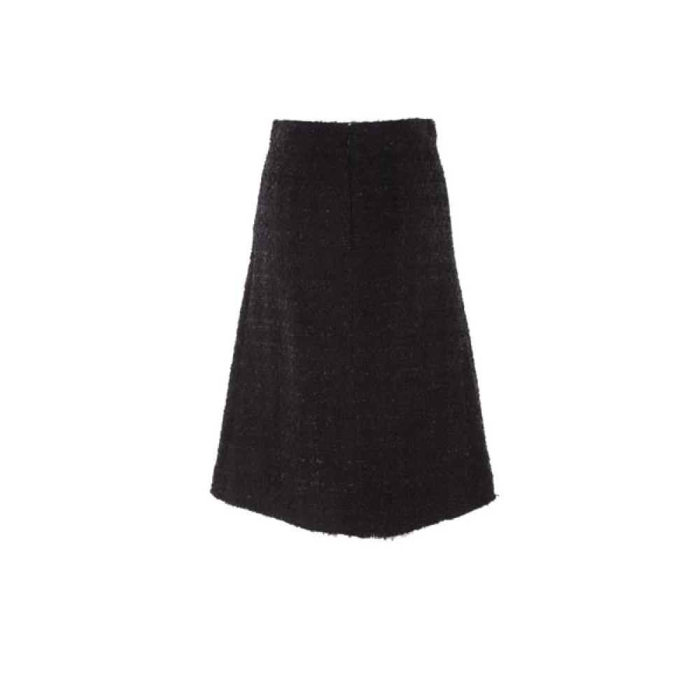 Balenciaga Zwarte Tweed Midi Rok Black Dames