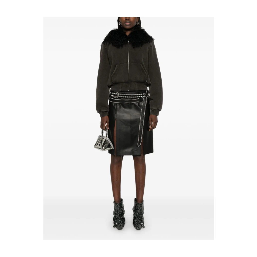 The Attico Zwarte Leren Rok Elegante Stijl Black Dames