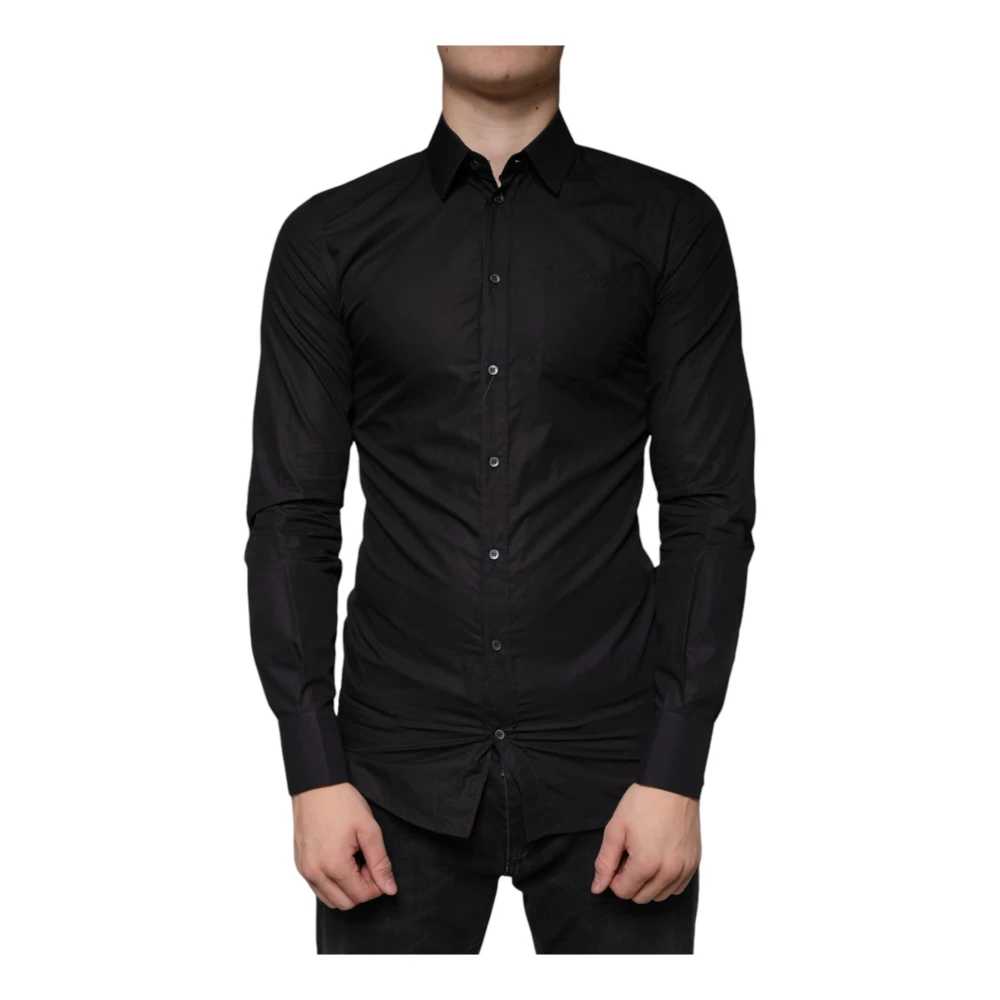 Dolce & Gabbana Zwarte Slim Fit Formele Overhemd Black Heren