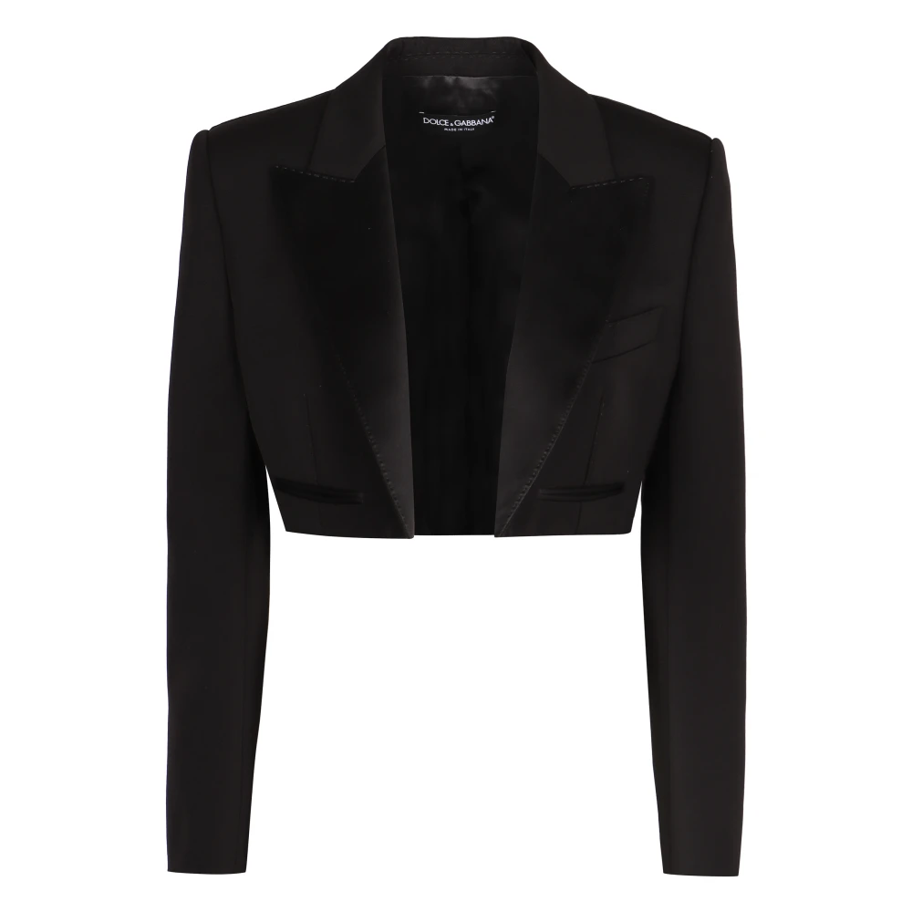 Dolce & Gabbana Wollen jas met satijnen revers Black Dames