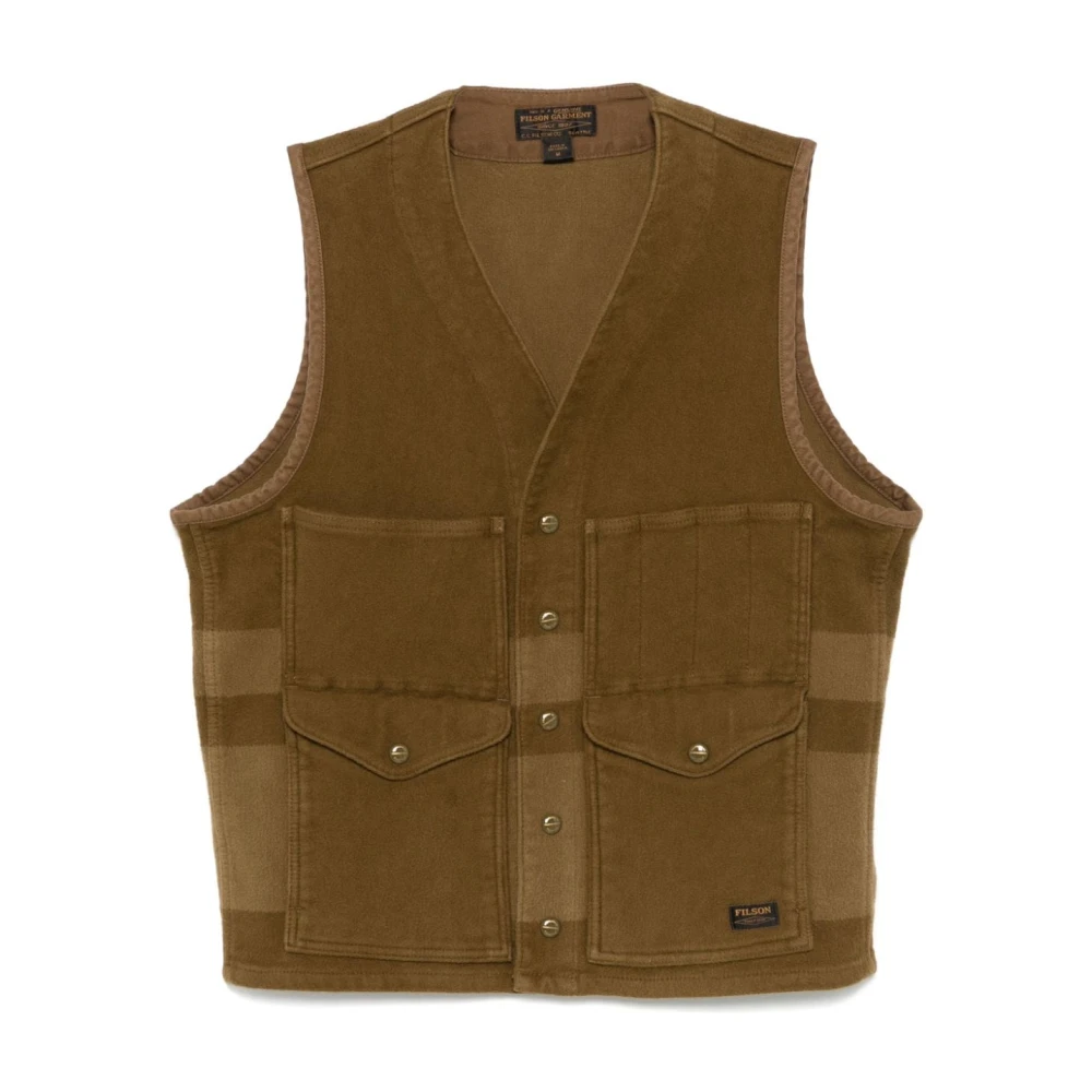 Filson Groene trui met V-hals en strepen Green Heren