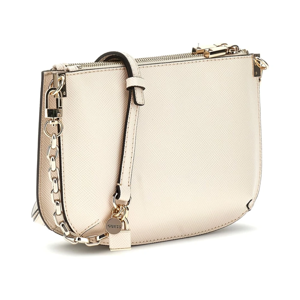 Guess Schoudertas van eco-leer met metalen driehoek Beige Dames