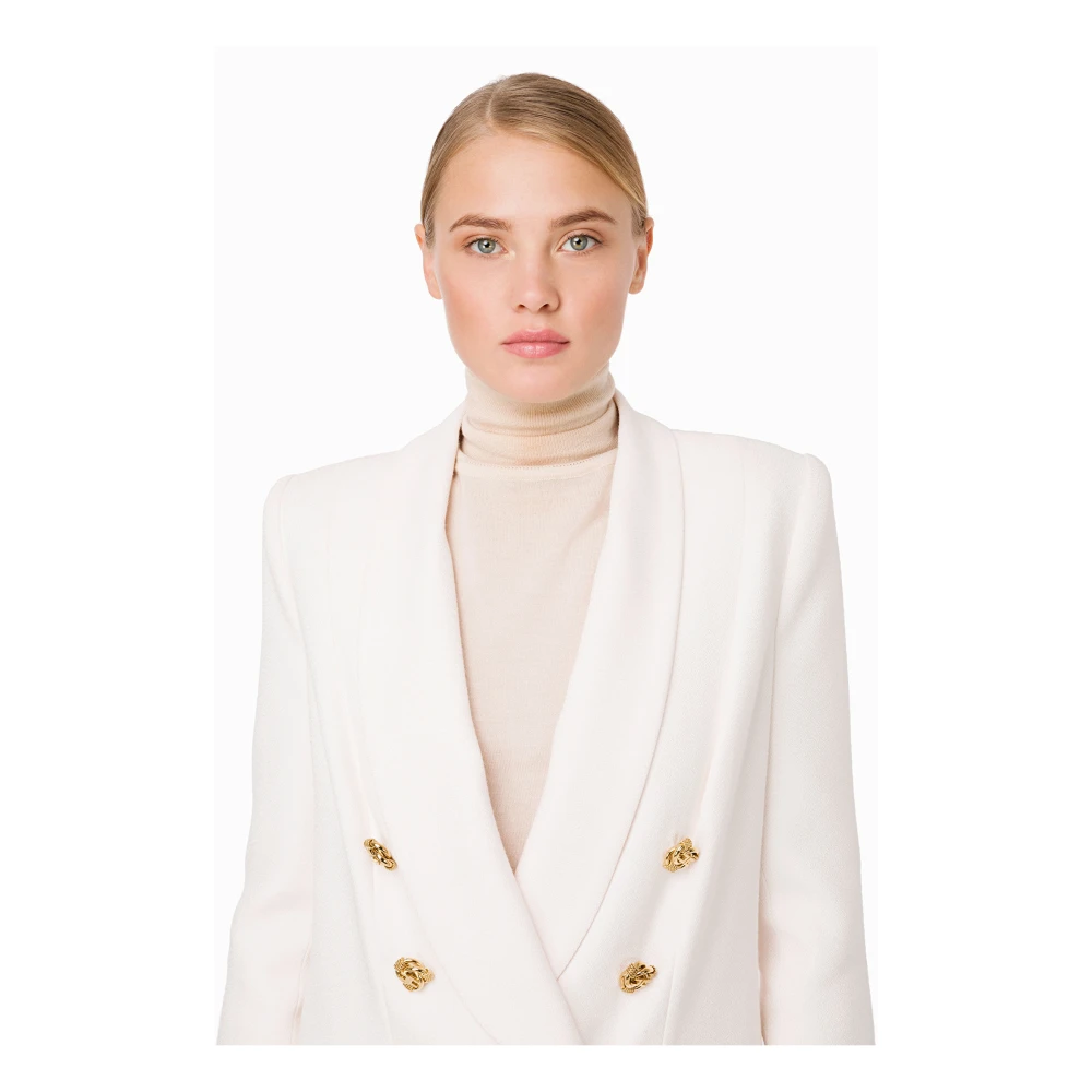Elisabetta Franchi Lange jas met metalen knopen White Dames