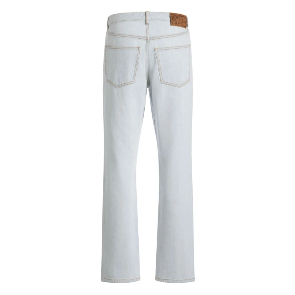 Bally Blauwe Broek Knoopsluiting Contraststiksels Blue Heren