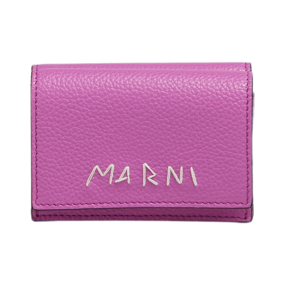 Marni Leren drievoudige portemonnee met reparatie Purple Dames