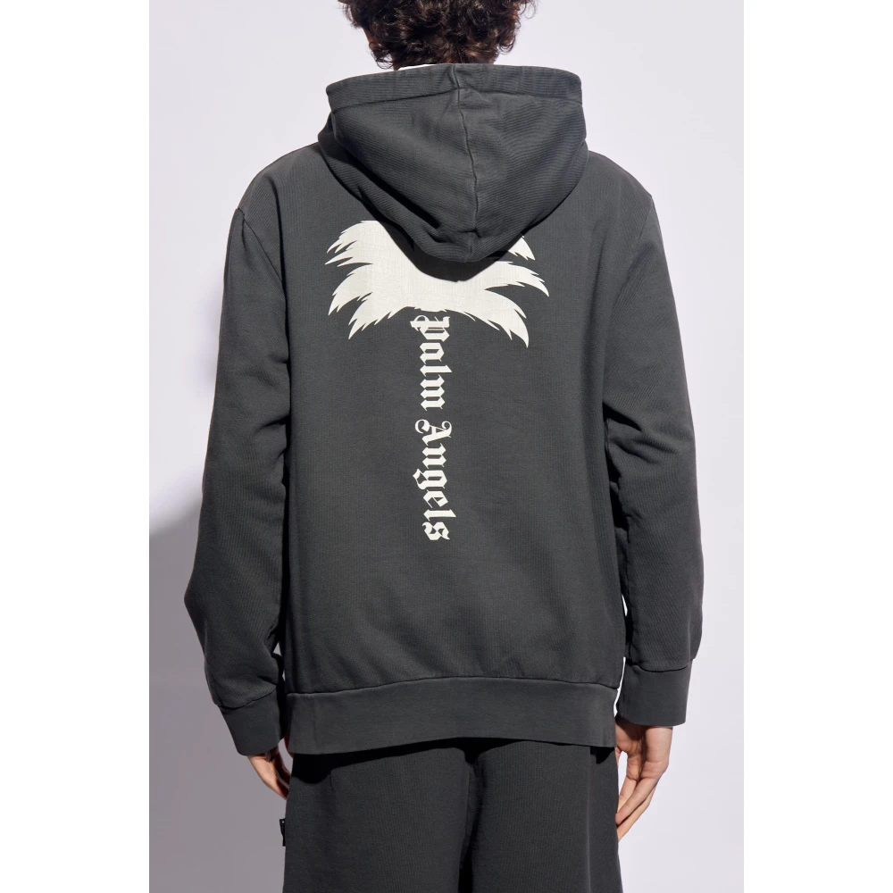 Palm Angels Bedrukte hoodie Gray Heren