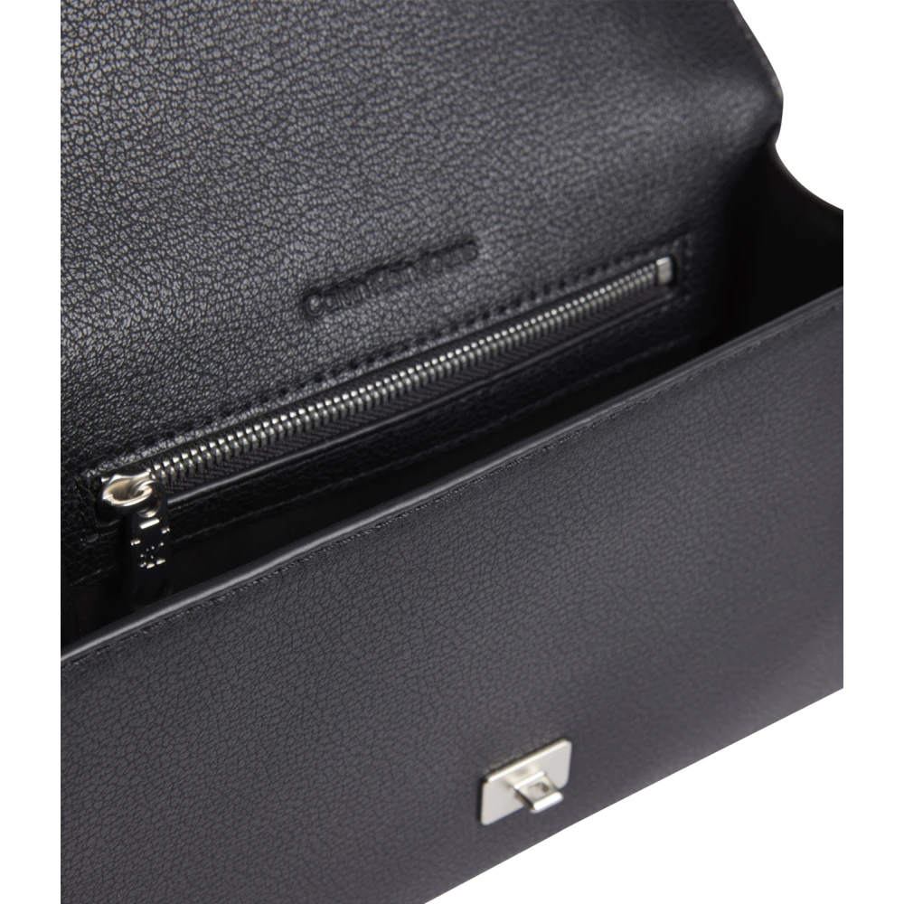 Calvin Klein Zwarte Kettingflap Tas Black Dames