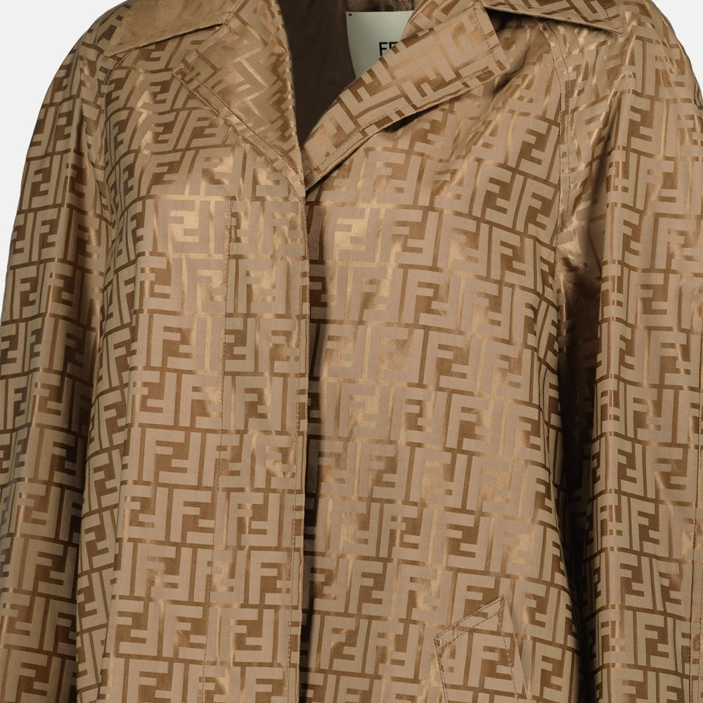 Fendi Jacquard Jas met FF Print Beige Dames