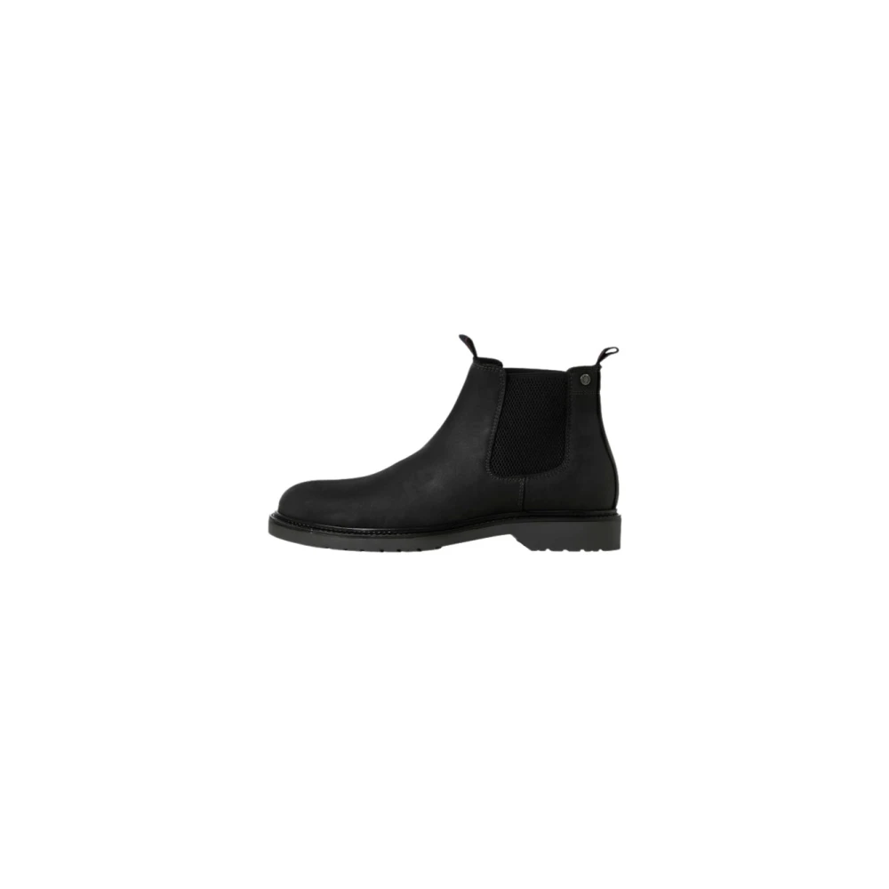 Jack & Jones Black Chelsea Boots, Male, 9 Uk, Leather Chelsea Boots