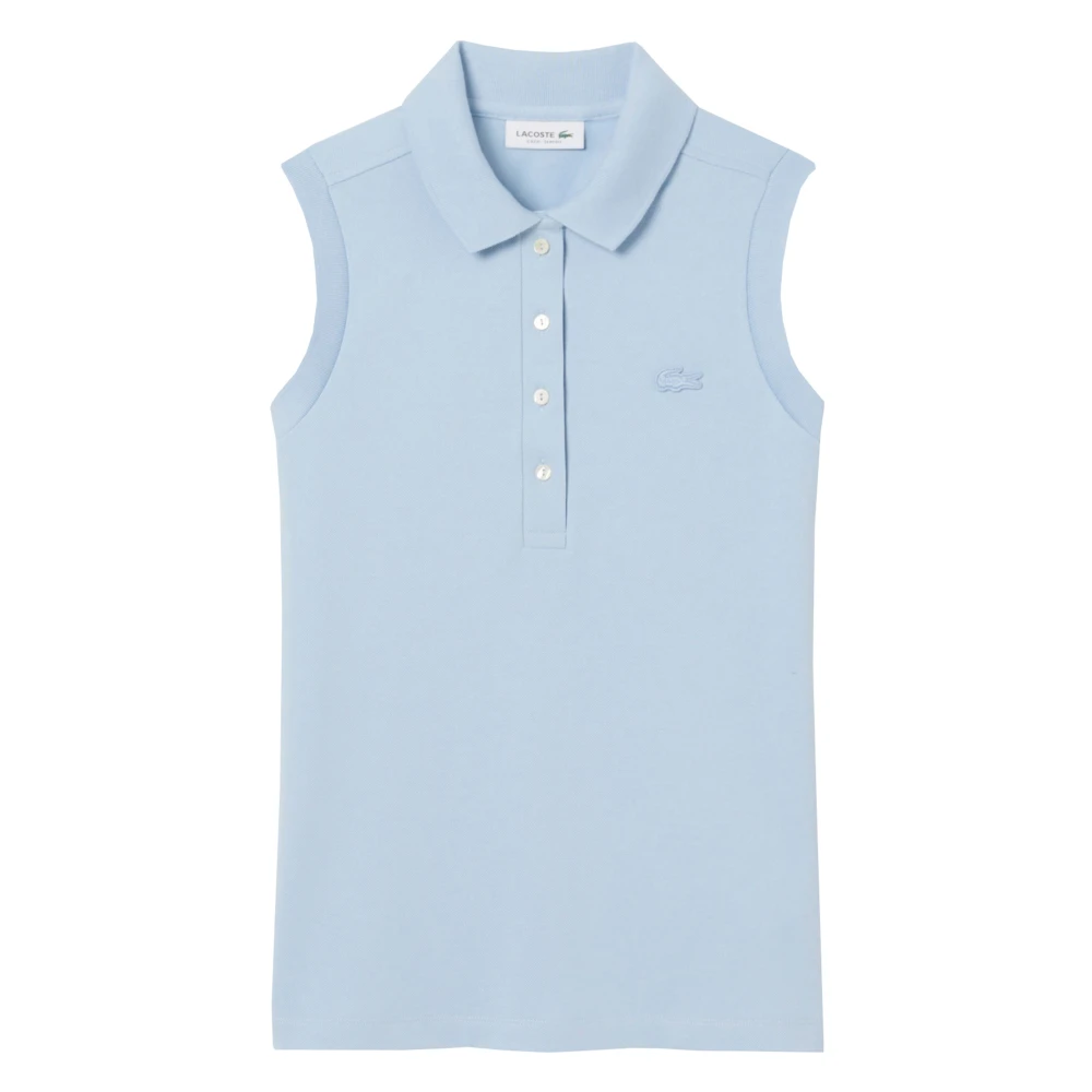 Lacoste Women's Blue L.12.d Slim Fit Sleeveless Stretch Polo - Sleeveless Tops - Xl - Tops