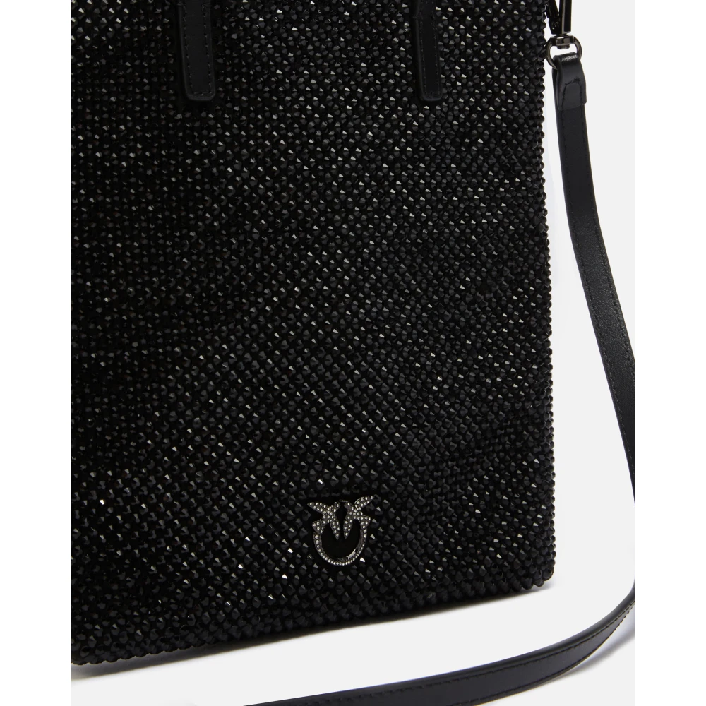 pinko Strass Jewel Mini Shopper Tas Black Dames