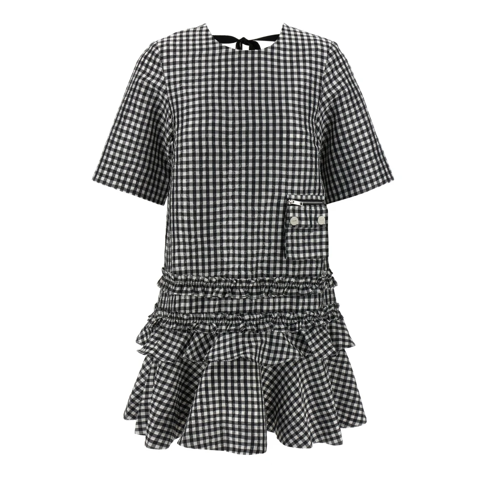 Ganni Women's Multicolor Crinkled Check Mini Dress - Short Dresses - S - Dresses