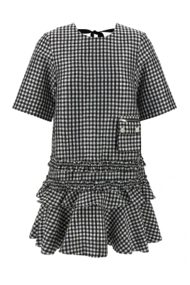 Crinkled Check Mini Dress