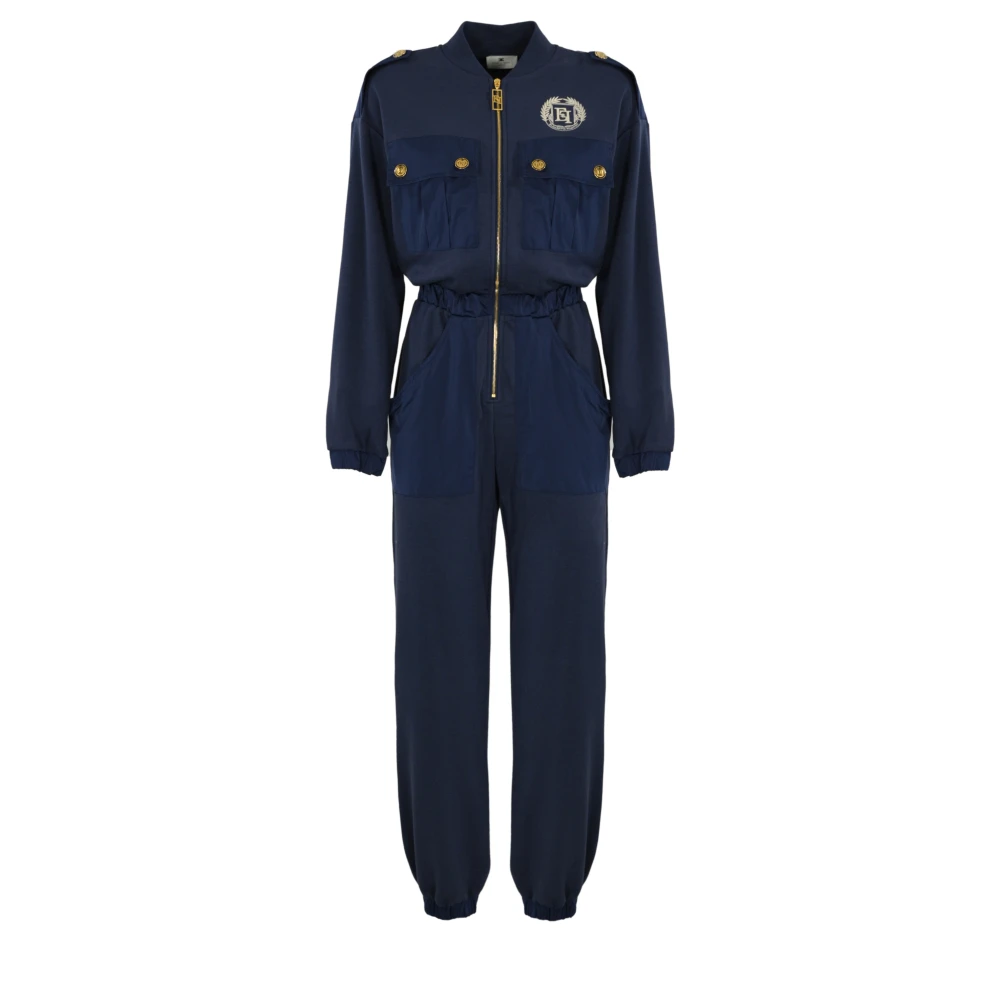 Elisabetta Franchi Blauwe Cargo Broek met Rits Blue Dames