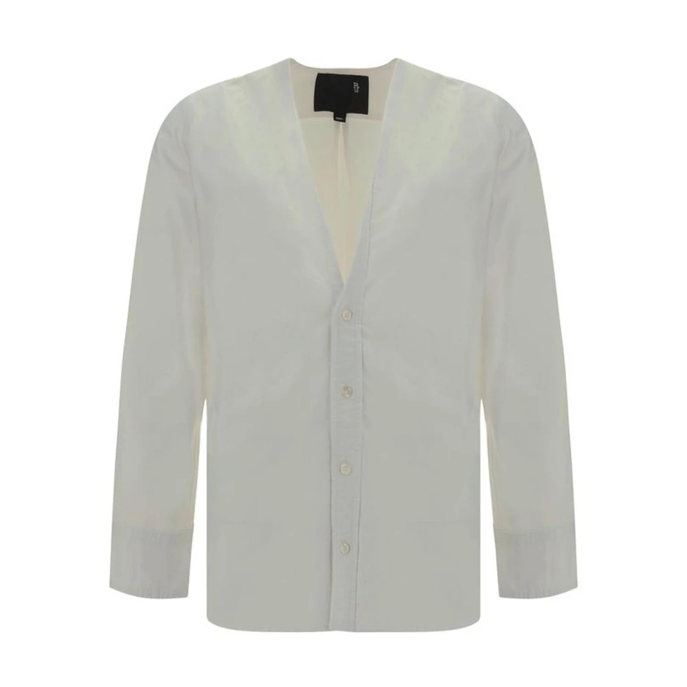 R13 Monochrome V-hals Geweven Shirt White Dames