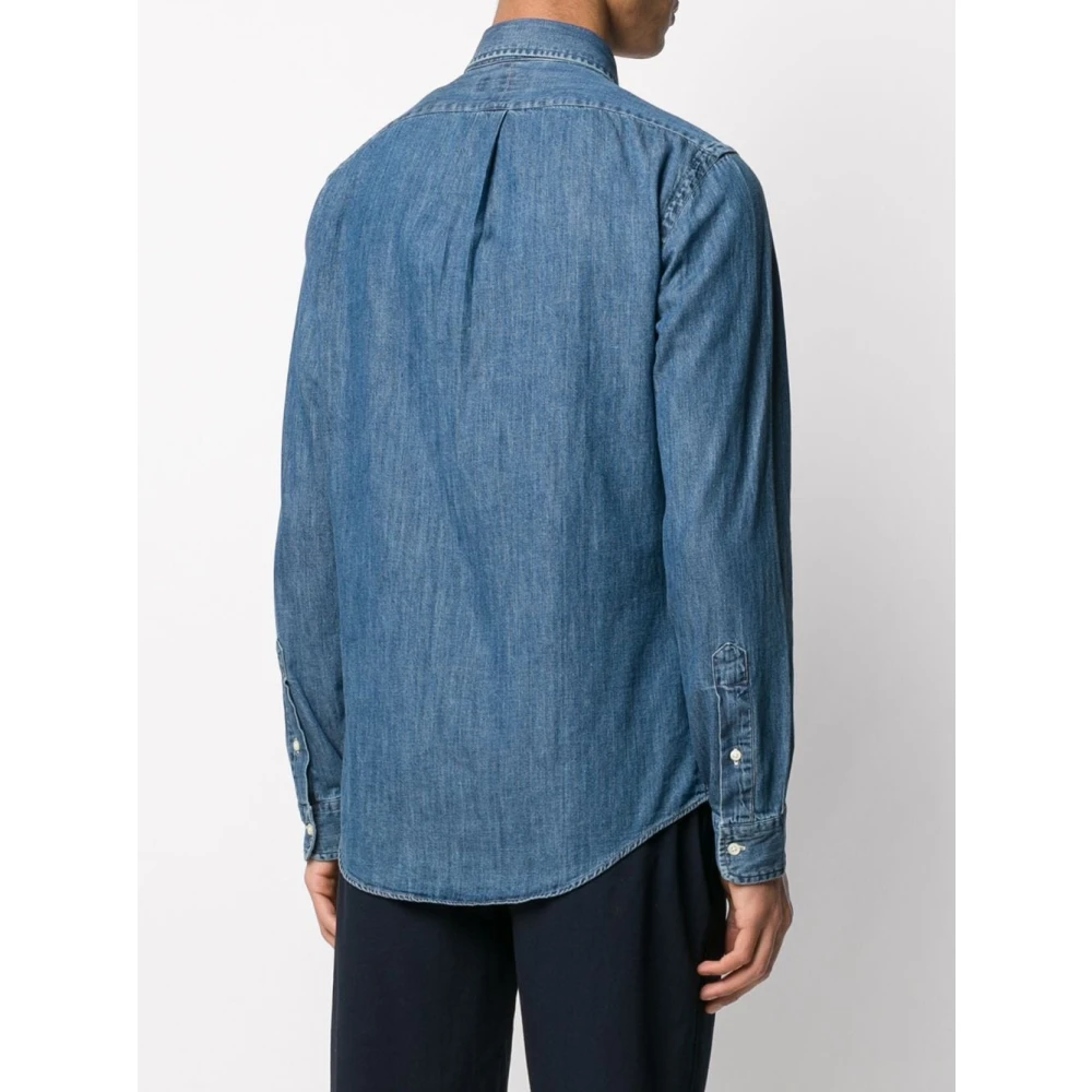 Polo Ralph Lauren Denim Sportshirt Lange Mouw Blue Heren