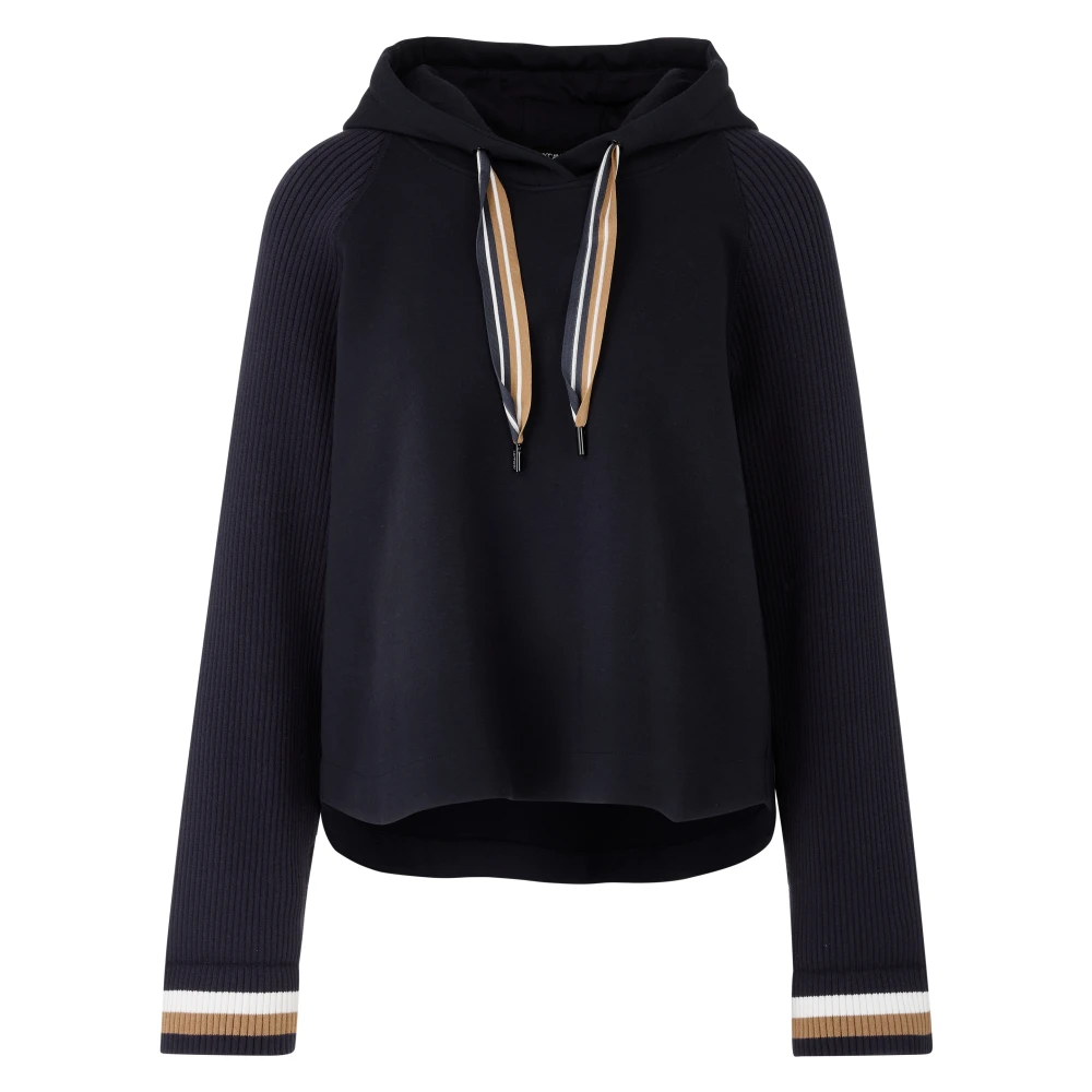 Marc Cain Elegant A-Line Hooded Sweatshirt Blue Dames
