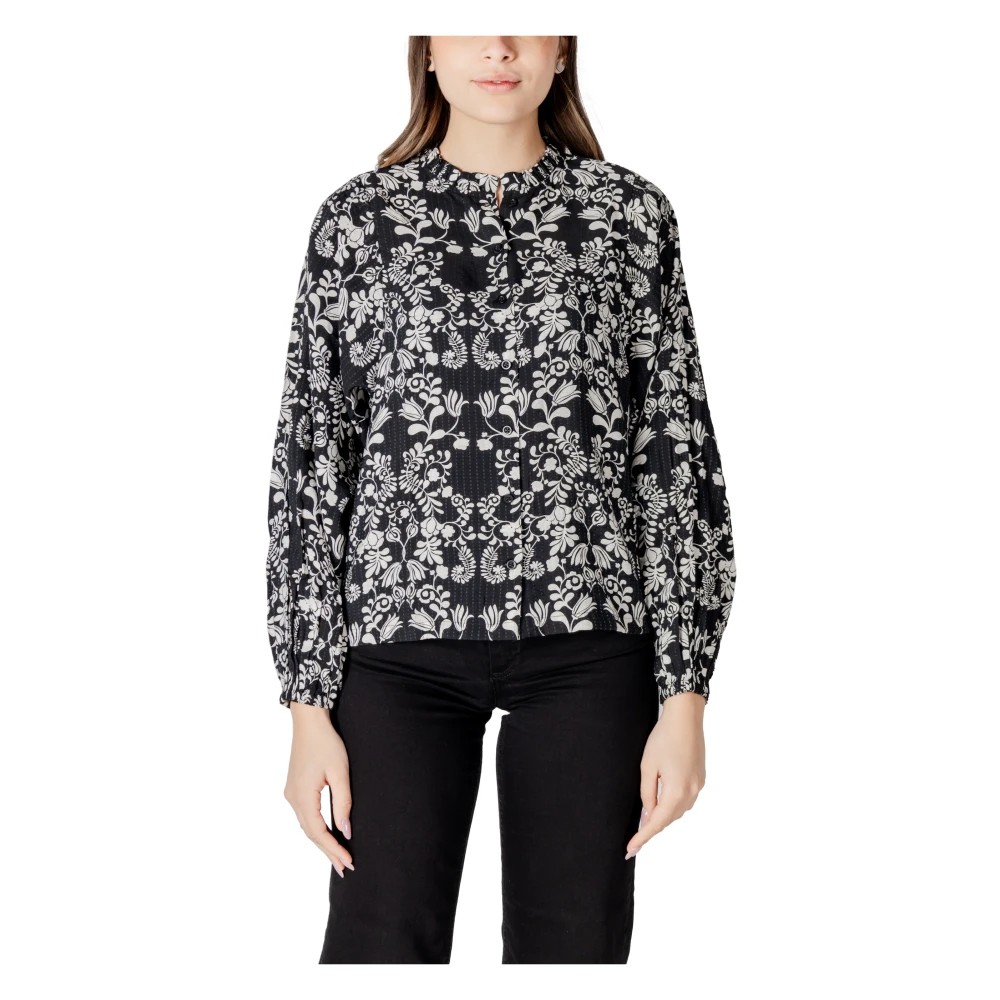 Ichi Lange mouwen blouse collectie Black Dames