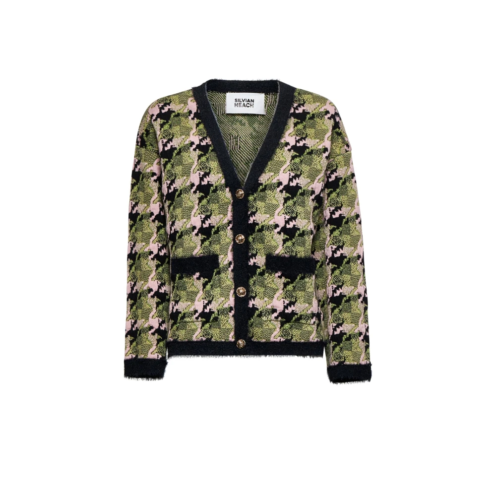 Silvian Heach Vrouw Multicolor Truien & Vesten Dames, Veelkleurig, 2XS, Wol, Cardigan Met Grafisch Patroon En Decoratieve Knopen