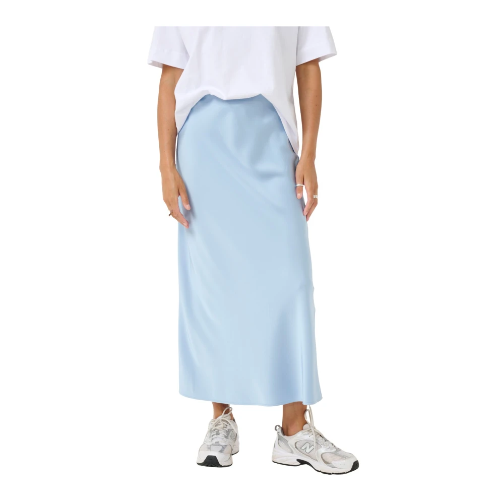 Kaffe Elegante hoge taille Chambray rok Blue Dames