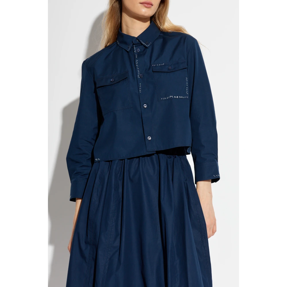 Marni Korte shirt met zakken Blue Dames