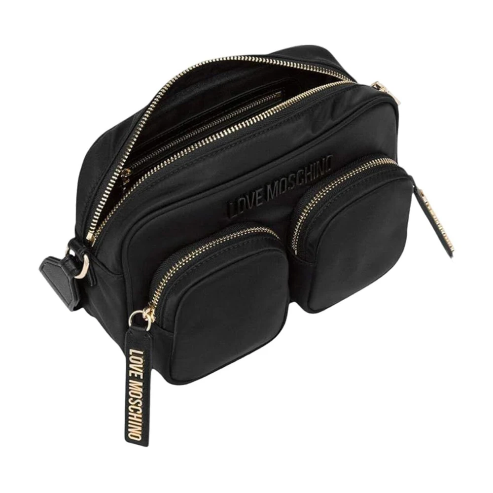Moschino Zwarte textiele schoudertas voor vrouwen Black Dames