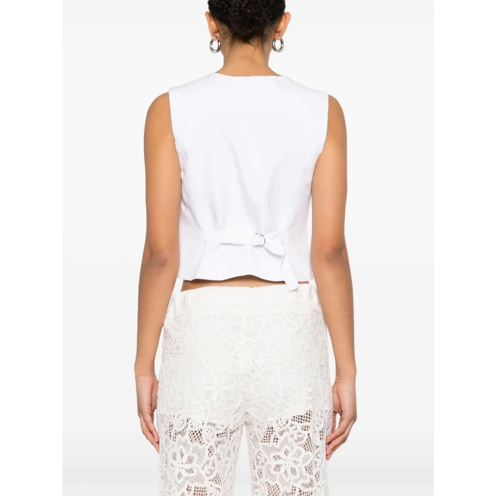 Ermanno Scervino Witte V-hals trui met knoopsluiting White Dames