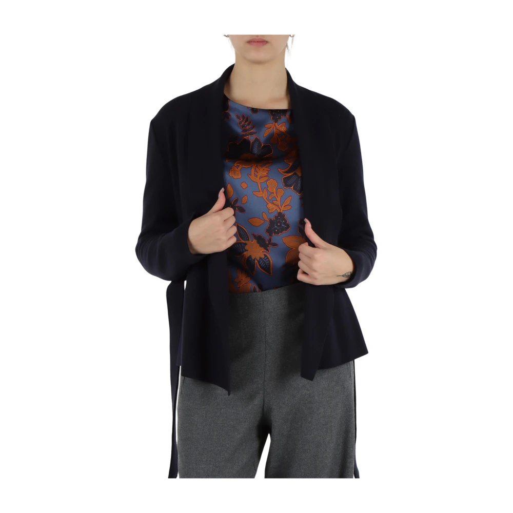 NIU Cardigan van zuivere wol met sjaalkraag Blue Dames