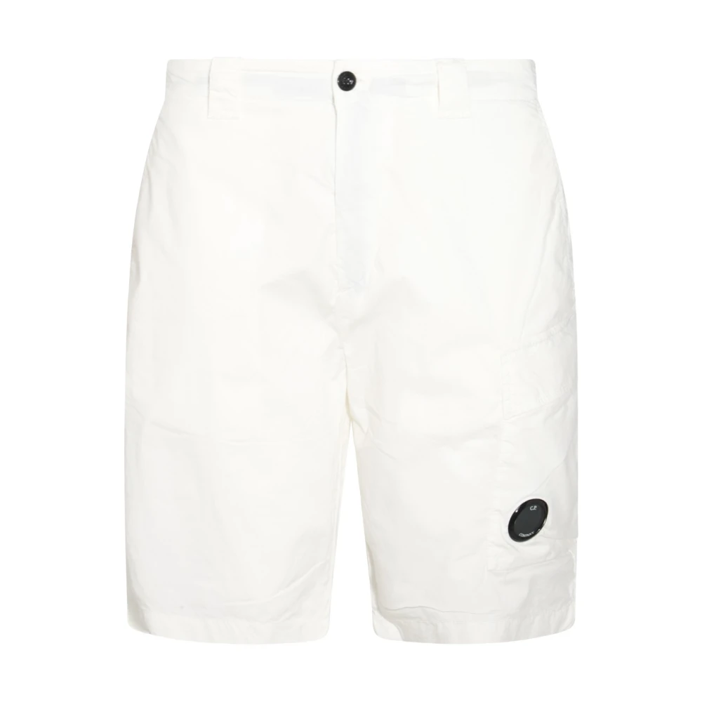 C.P. Company Witte Katoenen Knielange Shorts White Heren