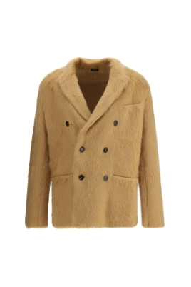 Dubbelknäppt kashmir mohair jacka